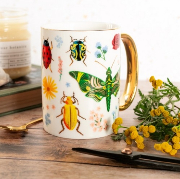 Colorful Insect and Butterfly Mug with Gold Handle, Rifle Paper Co. Curio Mug - Picture 5 of 14